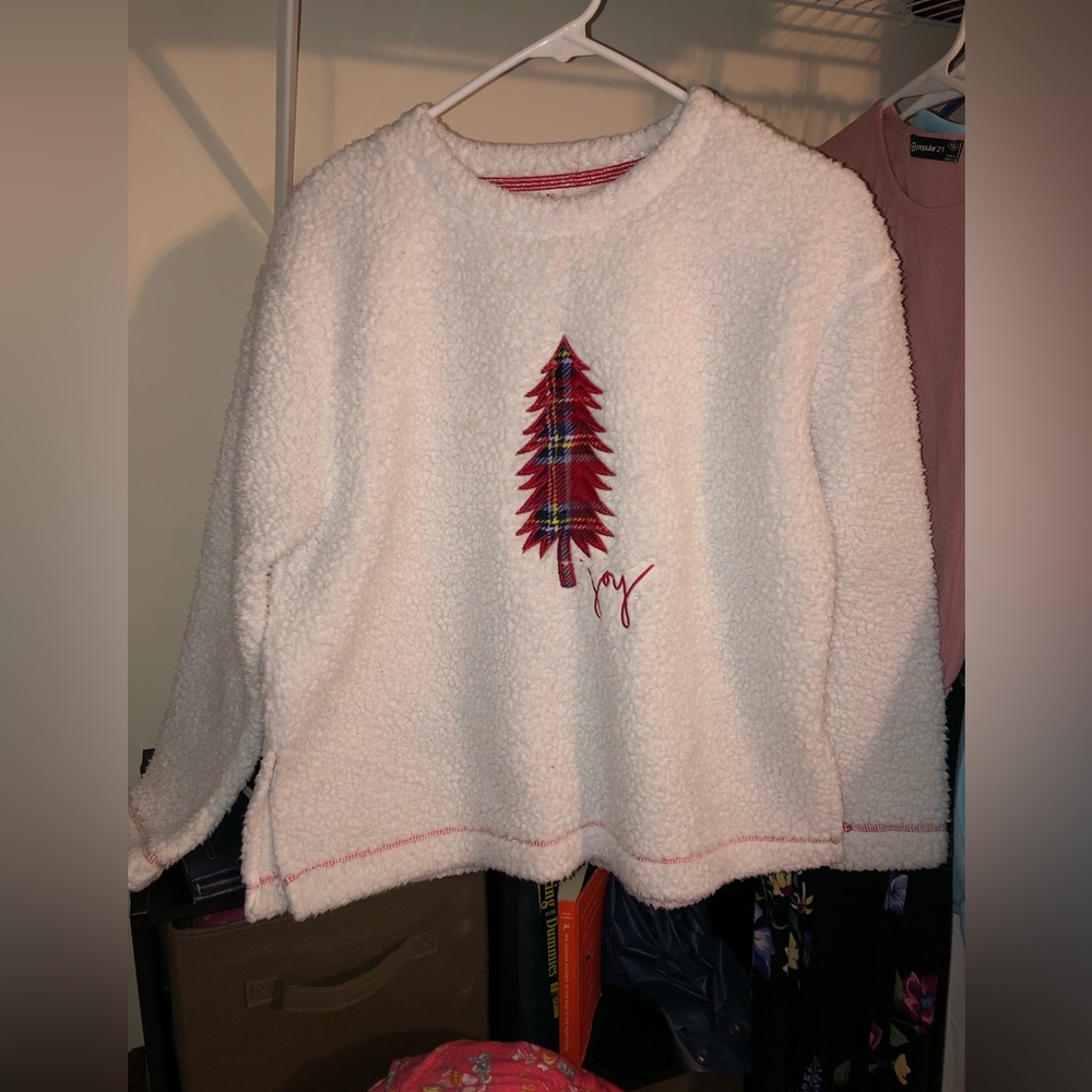 Ellen Degeneres ED holiday Joy fleece fuzzy sweatshirt